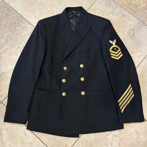 US Navy Originals Mens Blazer Jacket 40R Blue Gold Button Wool Double Breasted